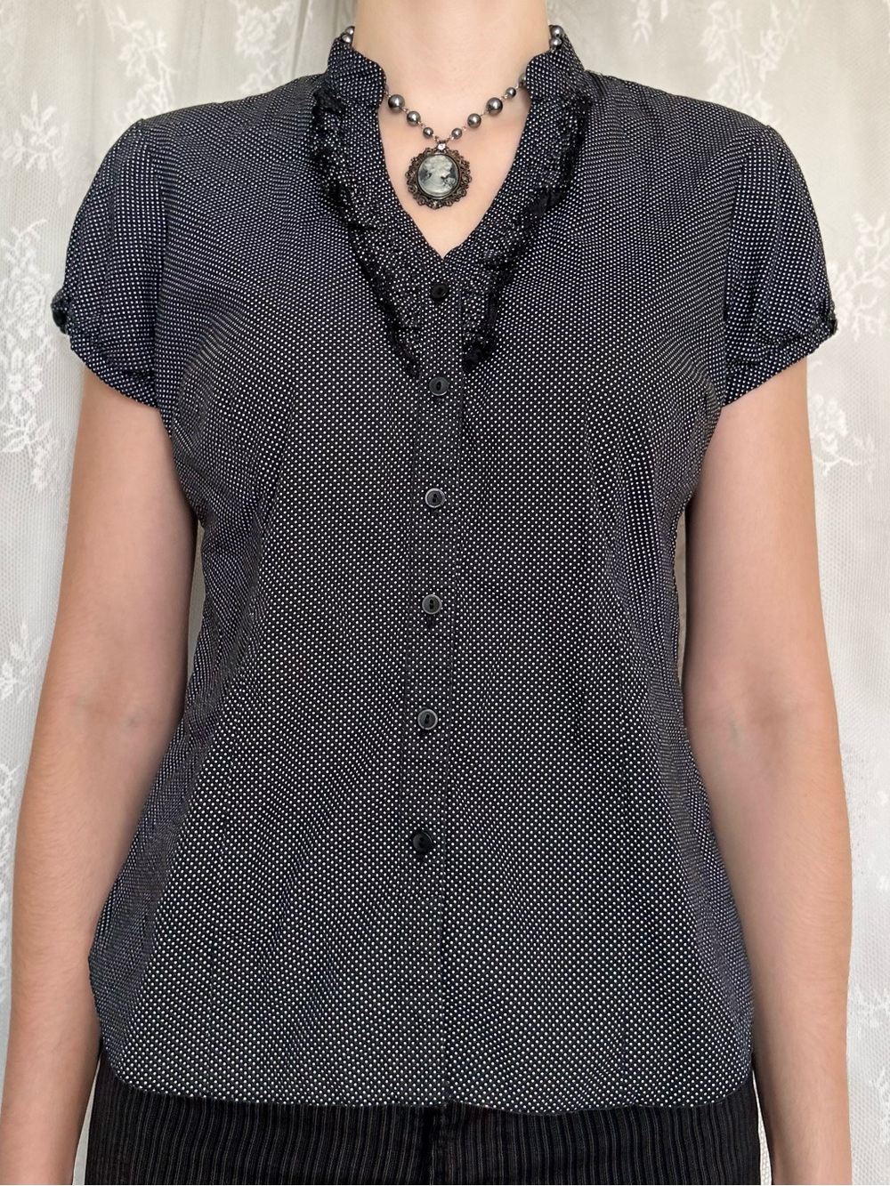 Office Siren Dark Academia Black Blouse